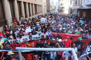 Unemployed march to Parliament demanding jobs