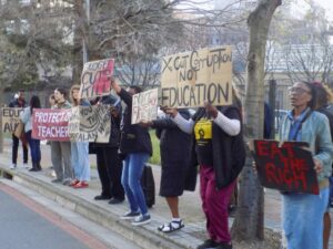 Hundreds protest over planned teacher cuts in the Western Cape