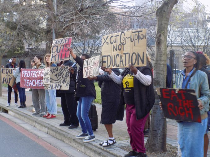 Hundreds protest over planned teacher cuts in the Western Cape